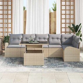 vidaXL Σετ Καναπέ Κήπου 7 pcs Μπεζ 100 x 55 x 73 εκ Πολυ ράταν