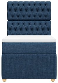 vidaXL Κρεβάτι Boxspring με Στρώμα Μπλε 100 x 200 εκ. Υφασμάτινο