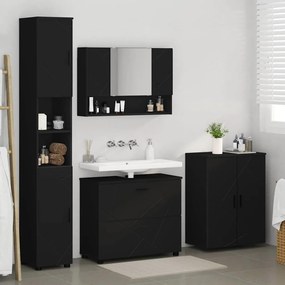 vidaXL Σετ Επίπλων Μπάνιου με συρτάρι 4 pcs Μαύρο 30 x 35 x 192 εκ.