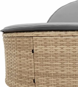 vidaXL Ξαπλώστρα Διπλή Μπεζ από Συνθετικό Ρατάν με Μαξιλάρια