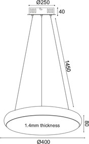 Πλαφονιέρα Mode LED-Μαύρο-Διάμετρος: 80 εκ.