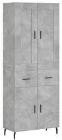 vidaXL Ντουλάπι Γκρι Σκυροδέματος 69,5x34x180 εκ. Επεξεργασμένο Ξύλο