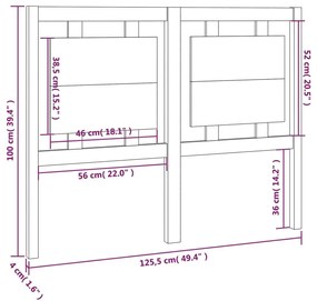 Κεφαλάρι Κρεβατιού Μαύρο 125,5 x 4 x 100 εκ. Μασίφ Ξύλο Πεύκου - Μαύρο