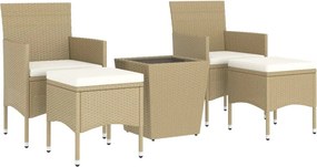 vidaXL Σετ Επίπλων Bistro Κήπου 5 τεμ. Μπεζ Συνθ. Ρατάν/Ψημένο Γυαλί