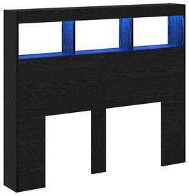 vidaXL Κεφαλάρι Ντουλάπι με LED με ράφι Μαύρη δρυς 122 x 17 x 102 εκ