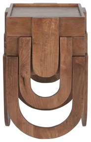 Σετ με 3 τραπέζια Home ESPRIT Καφέ 44 x 44 x 45 cm