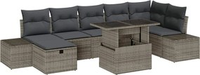 vidaXL Σετ Καναπέ Κήπου 8 pcs Γκρι συνθετικό ρατάν