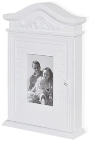 vidaXL Κλειδοθήκη Τοίχου με Κορνίζα Λευκή