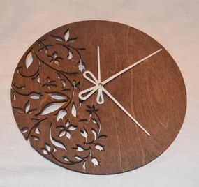 Intra απο ξύλο plywood 3mm-4mm πάχος - Μοντέρνο λουλουδάτο ρολόι τοίχου Δίασταση 30x30 cm Intraeaxys-eo4q3my7