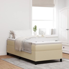 vidaXL Κρεβάτι Box Spring με Στρώμα σε Ανοιχτό Πράσινο και Γκρι, 90 x 200 εκ., Μαλακό Βαμβακερό Ύφασμα