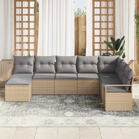 vidaXL Σετ Καναπέ Κήπου με μαξιλάρι 8 pcs Μπεζ, Ανοιχτό Γκρι