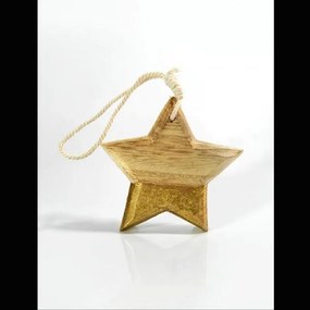 Magic Christmas Αστέρι Ξύλινο 8.5x1x8.5cm Κρεμαστό Με Χρυσό 600-40472