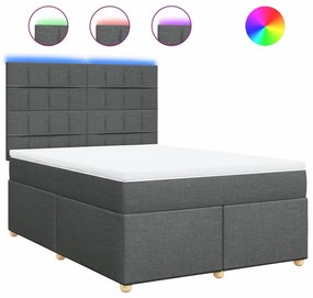 vidaXL Κρεβάτι Boxspring με Στρώμα Σκούρο Γκρι 140x190 εκ. Υφασμάτινο