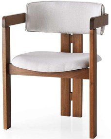 Πολυθρόνα Co 974NMB1709 58x49x76cm Walnut-Cream Velvet, Wood