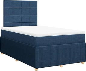 vidaXL Κρεβάτι Boxspring με Στρώμα Μπλε 120x200 εκ. Υφασμάτινο