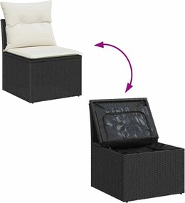 vidaXL Σετ Καναπέ Κήπου 8 pcs Μαύρο και Λευκό συνθετικό ρατάν