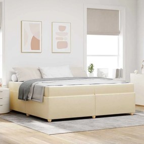 vidaXL Σκελετός Κρεβατιού με στρώμα Κρεμ 200 x 200 cm ύφασμα