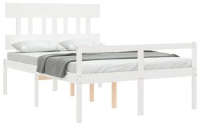 vidaXL Κρεβάτι Ηλικιωμένου με Κεφαλάρι 120 x 200 εκ. Λευκό Μασίφ Ξύλο
