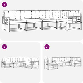vidaXL Σειρά Καναπέ Εξωτερικού 4 pcs Λευκό και Κρεμ Πολυεστέρας