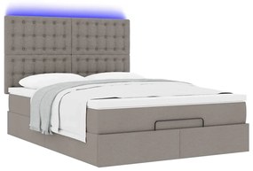 ΟΘΩΜΑΝΙΚΟ ΚΡΕΒΑΤΙ ΜΕ ΣΤΡΩΜΑ &amp; LEDS TAUPE 140X200 CM ΎΦΑΣΜΑ 3314180