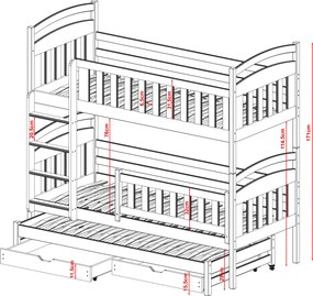 VIKI 80x160 graphite bunk bed Lano Furniture