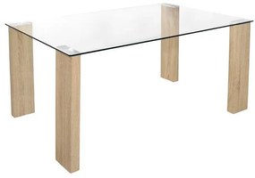 Dining Table Morgan 140x80x75cm  Glass with wooden legs