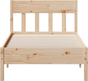 vidaXL Bed Frame Natural 90 x 200 cm Solid Pine Wood, Plywood Slats