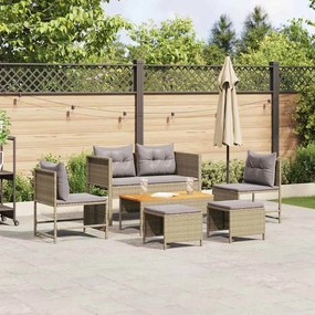 vidaXL Σετ Καναπέ Κήπου 6 pcs Μπεζ, ανοιχτό γκρι συνθετικό ρατάν
