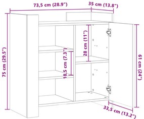 Ραφιέρα Λευκή 73,5x35x75 εκ. από Επεξεργασμένο Ξύλο - Λευκό