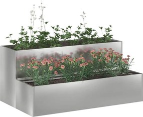 vidaXL Γλάστρα Κήπου Ασημί 100 x 60 x 45 εκ Επικαλυμμένος Χάλυβας