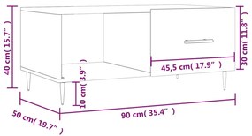 Τραπεζάκι Σαλονιού Sonoma Δρυς 90x50x40 εκ. Επεξεργασμένο Ξύλο - Καφέ