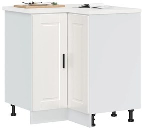 Γωνιακό ντουλάπι βάσης κουζίνας Porto Γυαλ. Λευκό Επεξ. Ξύλο