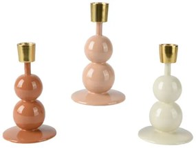 Beauty Home Μεταλλικό Κηροπήγιο με Σμάλτο 8.5 x 15 cm Μόκα