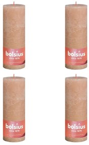Bolsius Κεριά Κύλινδρος Ρουστίκ Shine 4 τεμ. Θολό Ροζ 190 x 68 χιλ.