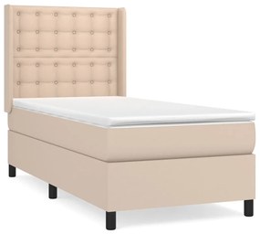 Κρεβάτι Boxspring με Στρώμα Καπουτσίνο 100x200εκ.από Συνθ.Δέρμα - Καφέ