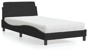 Κρεβάτι με Στρώμα Μαύρο 100x200 εκ. Βελούδινο