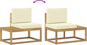 vidaXL Σειρά Καναπέ Εξωτερικού 3 pcs Λευκό και Κρεμ Πολυεστέρας