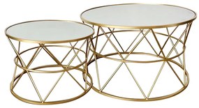 Tραπέζια σαλονιού Pelosif Inart χρυσό σετ 2τεμ μέταλλο