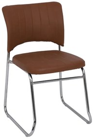 VENUS Kαρέκλα Γραφείου Επισκέπτη, Στοιβαζόμενη Μέταλλο Χρώμιο, Pu Καφέ  52x52x83cm [-Καφέ-] [-PU - PVC - Bonded Leather-] ΕΟ554,3W