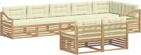 vidaXL Σειρά Καναπέ Εξωτερικού 8 pcs Λευκό και Κρεμ Πολυεστέρας