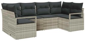 vidaXL Σετ Καναπέ Κήπου 6 pcs Ανοιχτό γκρι Πολυ rattan, βαμμένο ατσάλι