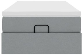 vidaXL Οθωμανικό κρεβάτι με στρώμα ανοιχτό γκρι 100x200cm ύφασμα
