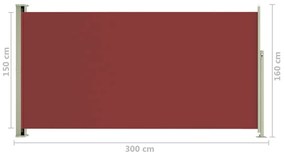 Σκίαστρο Πλαϊνό Συρόμενο Βεράντας Κόκκινο 160 x 300 εκ. - Κόκκινο