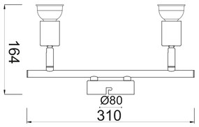 ΣΠΟΤ II ΜΑΥΡΟ ΜΑΤ 2 Χ GU10 TRINITY - MC634BK2