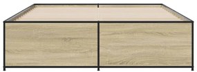 Πλαίσιο Κρεβατιού Sonoma Δρυς 160x200 εκ. Επεξ. Ξύλο &amp; Μέταλλο - Καφέ