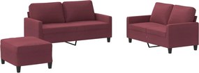vidaXL Πολυθρόνες Σετ 3 Τεμαχίων Μπορντό από Ύφασμα με Μαξιλάρια