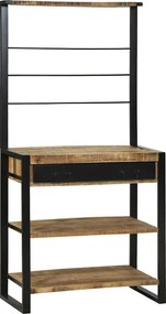 vidaXL Ράφι κουζίνας Καφέ και Μαύρο 80 x 40 x 160 cm