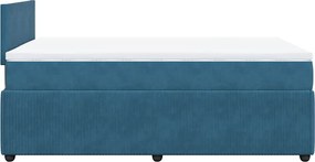 vidaXL Κρεβάτι Boxspring με Στρώμα Μπλε 120x200 εκ. Βελούδινο