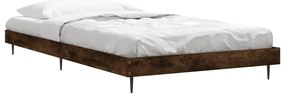 vidaXL Πλαίσιο Κρεβ. Χωρ. Στρώμα Καπνιστή Δρυς 90x200 εκ. Επεξ. Ξύλο