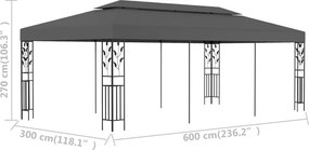 vidaXL Κιόσκι Ανθρακί 3 x 6 μ.